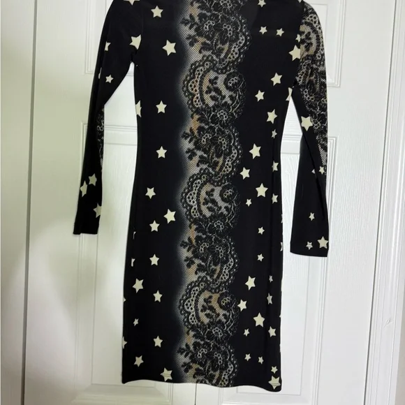 fx missony italy Black and Cream Star Pattern Dress - Picture 6 of 11